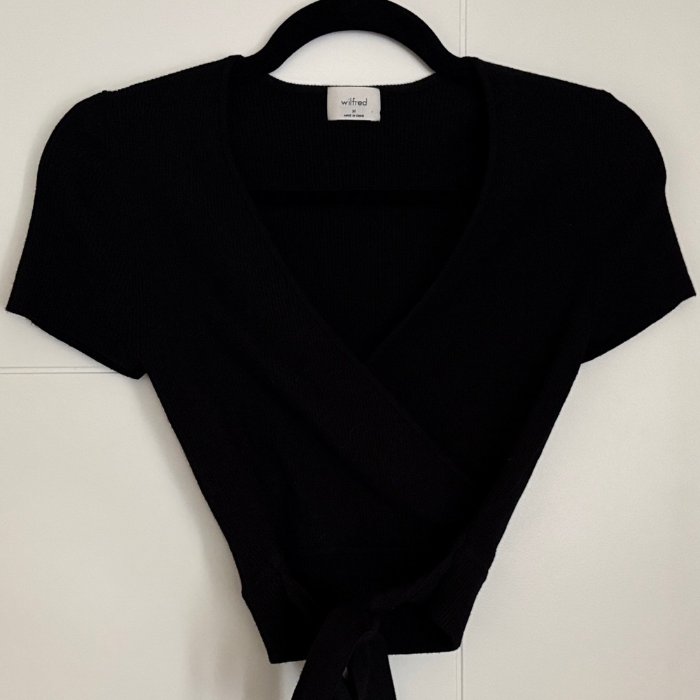 Wilfred Black Short Sleeve Wrap Blouse